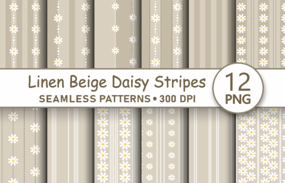 Download Beige Daisy Stripes Seamless Pattern Png - Premium Resources