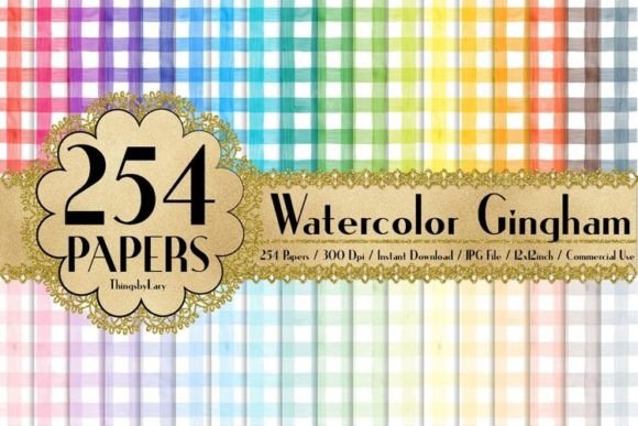 Download Seamless Watercolor Gingham Papers - Premium Bundle